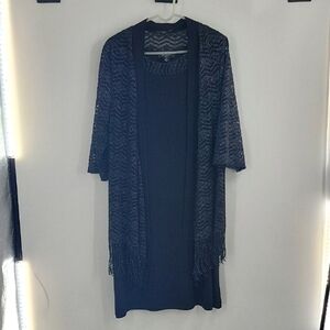 R&M Richards Black Shift Dress with Sparkling Fringe Jacket